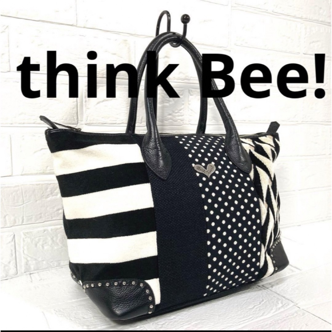 《美品✨レア》think Bee! キャンバス×レザー　トートバッグ39マチ