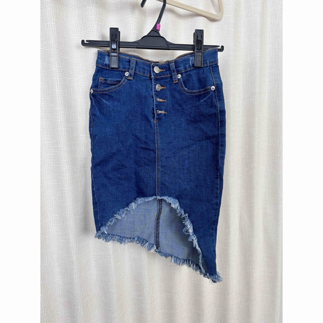 アシメントリー デニムスカート レディースのスカート(ミニスカート)の商品写真