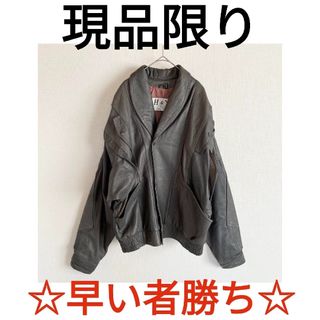 ★ヴィンテージ★H＆Y レザージャケット　コート グレー XL　現品限り(レザージャケット)