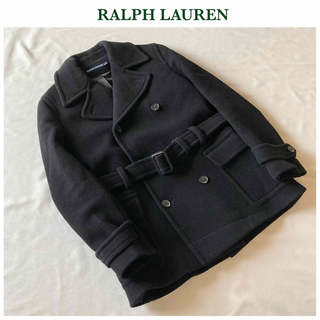 ラルフローレン(Ralph Lauren)のラルフローレン ベルト付 ウールメルトン Pコート 黒 ブラック(ピーコート)