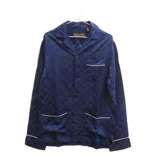 ルイヴィトン(LOUIS VUITTON)のLOUIS VUITTON ルイヴィトン ×SUPREME 17AW Jacquard Silk Pajama Shirt ジャガードシルクパジャマ長袖シャツ ネイビー(シャツ)