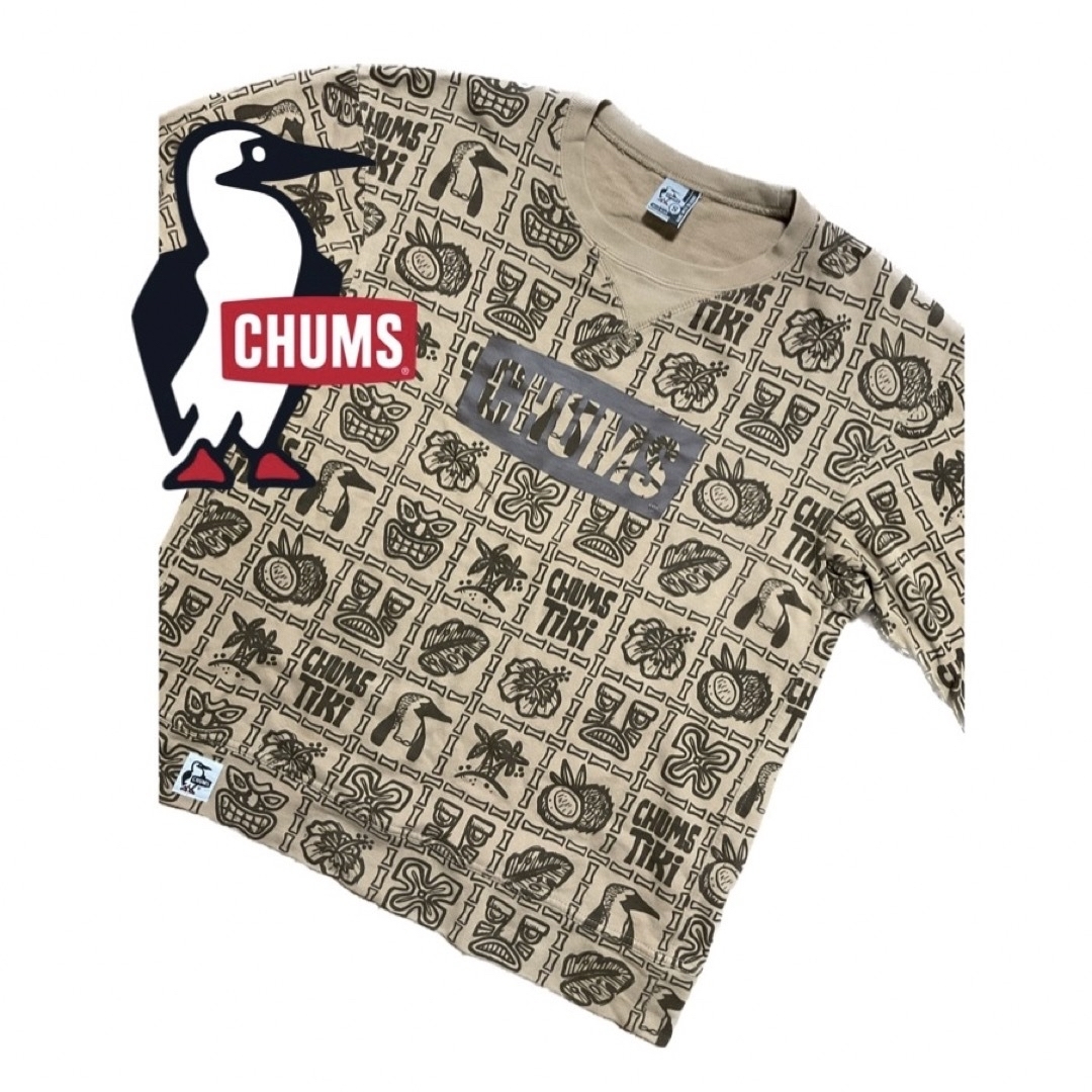 CHUMS(チャムス)の【美品◎】CHUMS ロンＴ 厚手 総柄 ロゴ スウェット パーカー Tシャツ等 メンズのトップス(Tシャツ/カットソー(七分/長袖))の商品写真