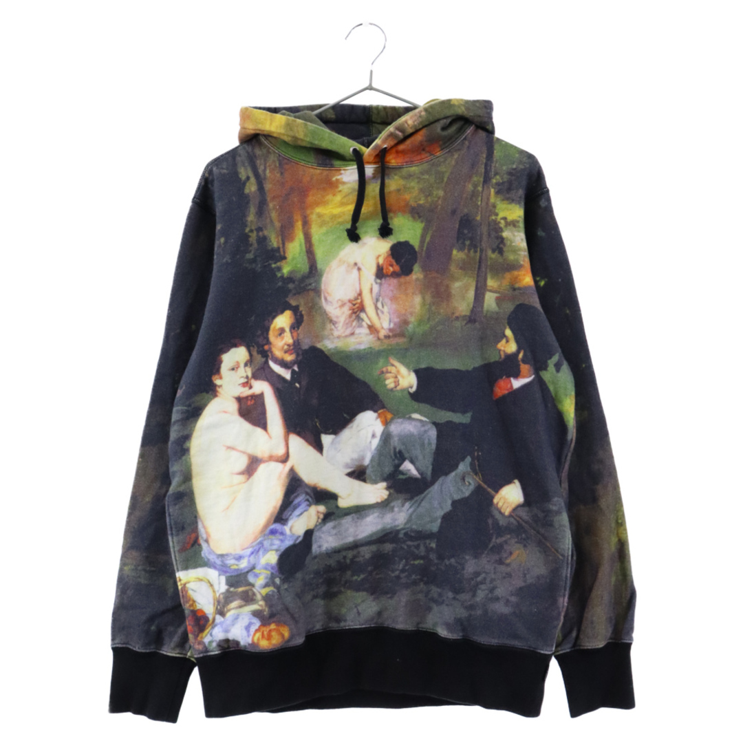 555センチ肩幅SUPREME シュプリーム 14SS Le Bain Pullover ルベイン プルオーバースウェット プルオーバーパーカー エドゥアール マネ 草上の昼食 総柄プリント バックロゴ マルチ