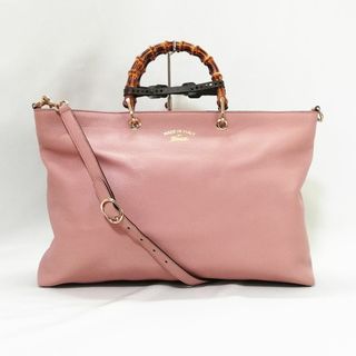 グッチ(Gucci)の【美品級】GUCCI（グッチ）バンブーライン　2way　ショルダー　本革　ピンク(トートバッグ)