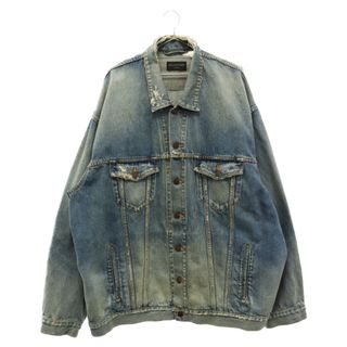 バレンシアガ(Balenciaga)のBALENCIAGA バレンシアガ 23SS PATCHED DESTROYED JACKET IN ACID BLUE デストロイ デニムジャケット 727840 TNW01 インディゴ(Gジャン/デニムジャケット)