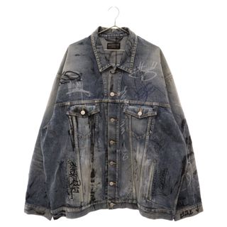 バレンシアガ(Balenciaga)のBALENCIAGA バレンシアガ 23AW GRAFFITI OVERSIZED JACKET IN LIGHT BLUE オーバーサイズド グラフティーデニムジャケット インディゴ 745048 TNW01(Gジャン/デニムジャケット)