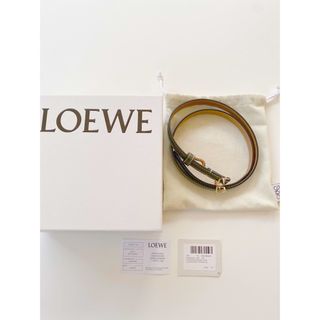 ロエベ(LOEWE)のロエベ　Lモノグラムベルト　スムースカーフ　80  カーキ×ゴールド(ベルト)