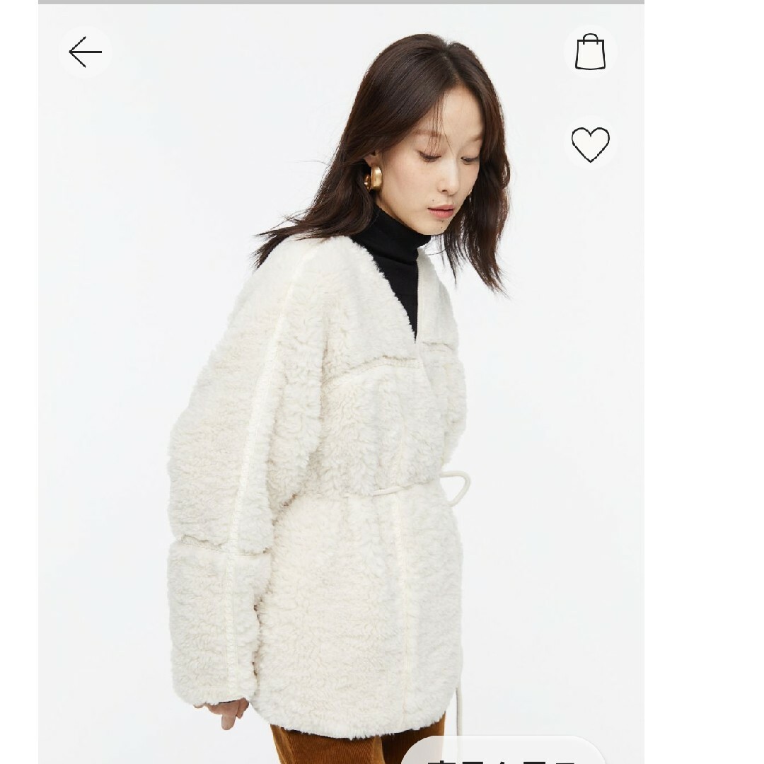 ZARA(ザラ)のH&M  ベルテッド フラッフィ ジャケット レディースのジャケット/アウター(ノーカラージャケット)の商品写真