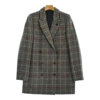 ラルディーニ(LARDINI)のLARDINI ピーコート 40(M位) グレーxベージュx赤等(チェック) 【古着】【中古】(ピーコート)