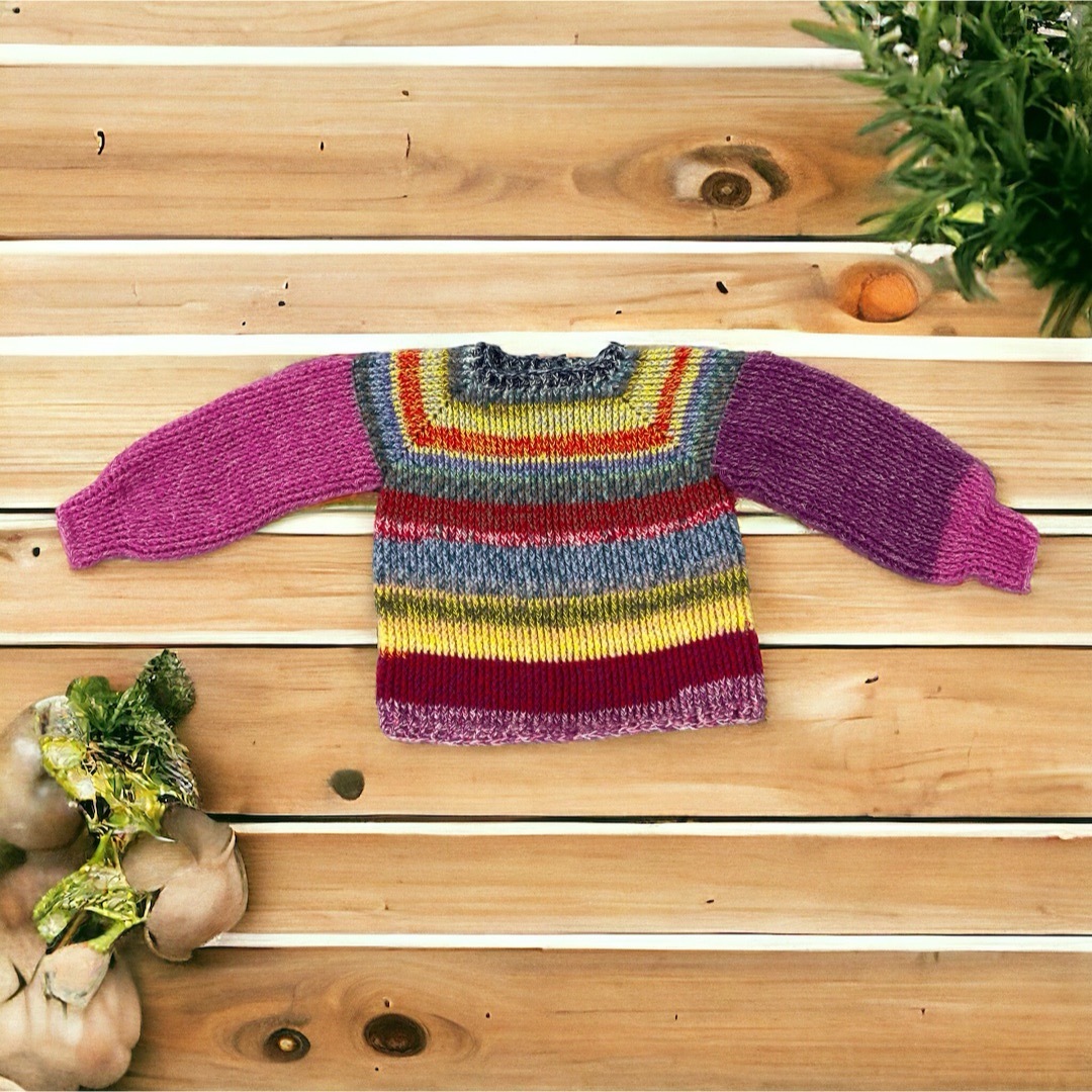 手編みのセーター　カラフル レディースのトップス(ニット/セーター)の商品写真