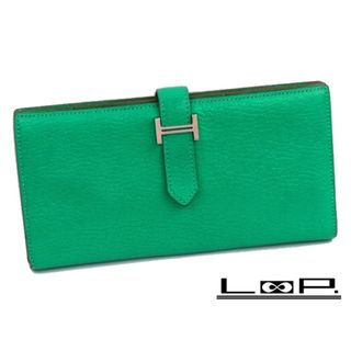 エルメス(Hermes)の■中古■　エルメス ベアン スフレ 長財布 シェーブル グリーン □R刻 【95160】(財布)