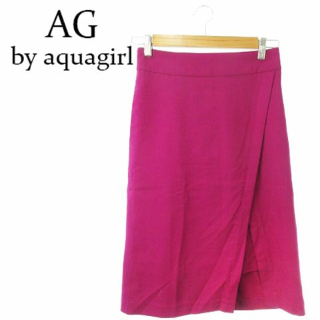 AG by aquagirl(エージーバイアクアガール)のAG タイトスカート ひざ丈 スリット M マゼンタ 230911MN1R レディースのスカート(ひざ丈スカート)の商品写真