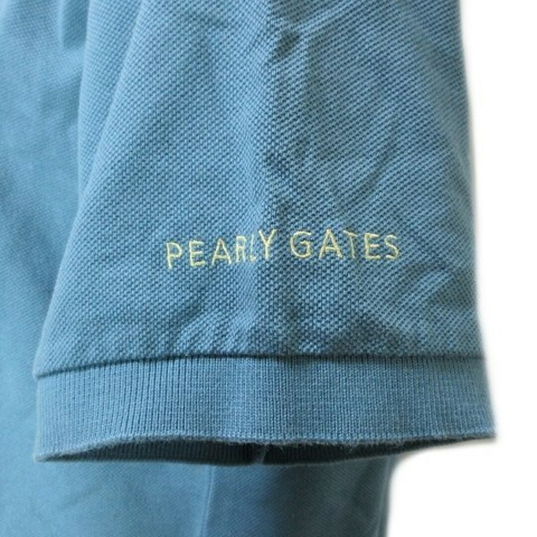 PEARLY GATES(パーリーゲイツ)のパーリーゲイツ ポロシャツ ゴルフ ウエア 半袖 ロゴ刺繡 2 L 青■GY08 スポーツ/アウトドアのゴルフ(ウエア)の商品写真