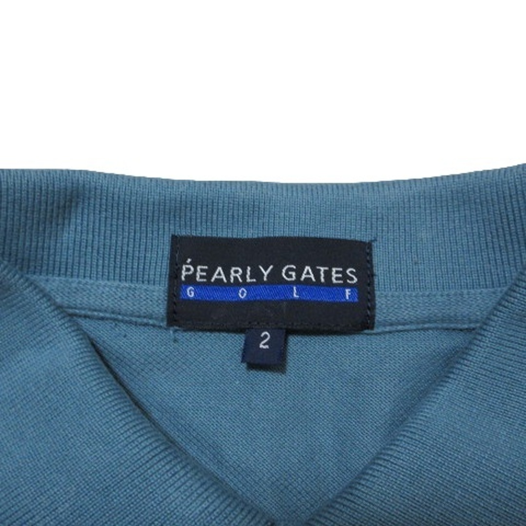 PEARLY GATES(パーリーゲイツ)のパーリーゲイツ ポロシャツ ゴルフ ウエア 半袖 ロゴ刺繡 2 L 青■GY08 スポーツ/アウトドアのゴルフ(ウエア)の商品写真