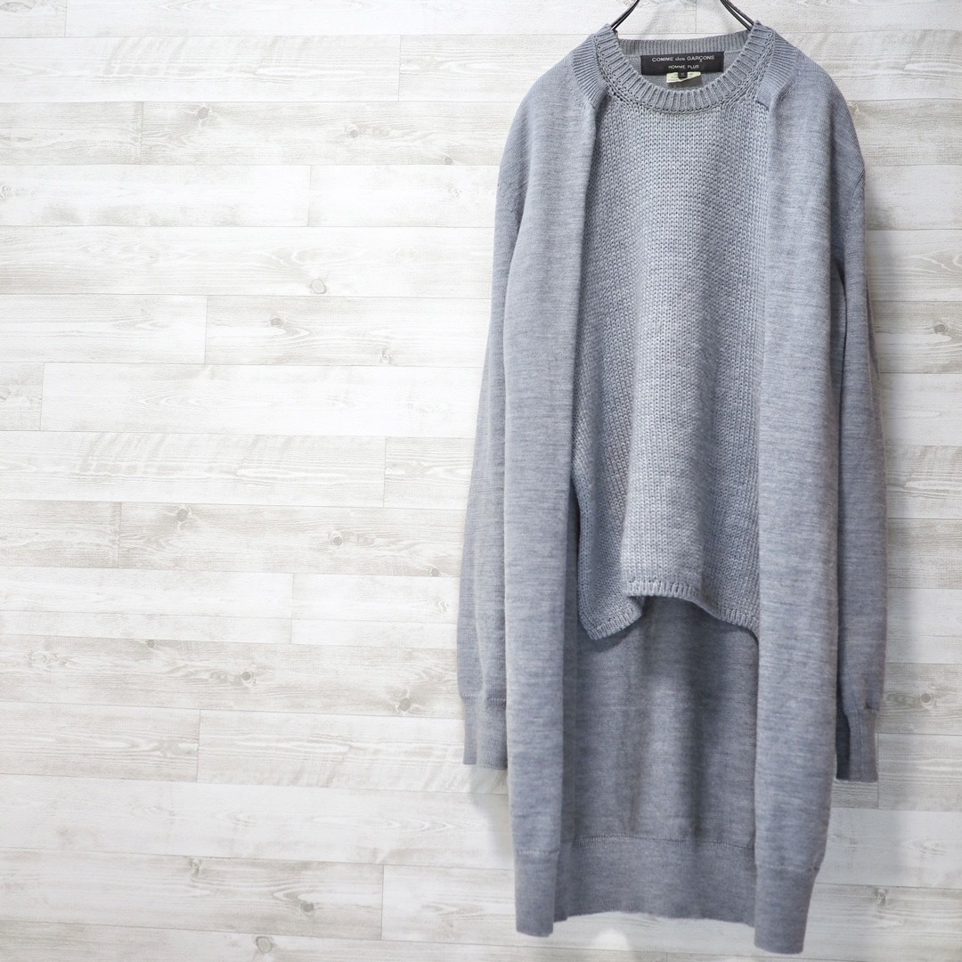 COMME des GARCONS HOMME PLUS(コムデギャルソンオムプリュス)のCDG HOMME PLUS 17AW レイヤードロングニット-Gray/M メンズのトップス(ニット/セーター)の商品写真