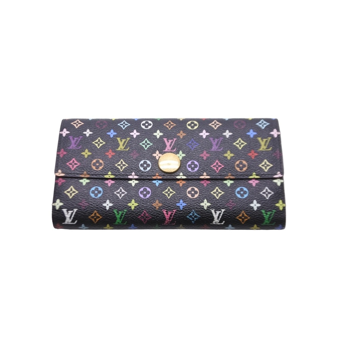 財布LOUIS VUITTON ルイ ヴィトン ポルトフォイユ サラ モノグラム マルチカラー 長財布 ブラック ピンク M93747 美品  58951