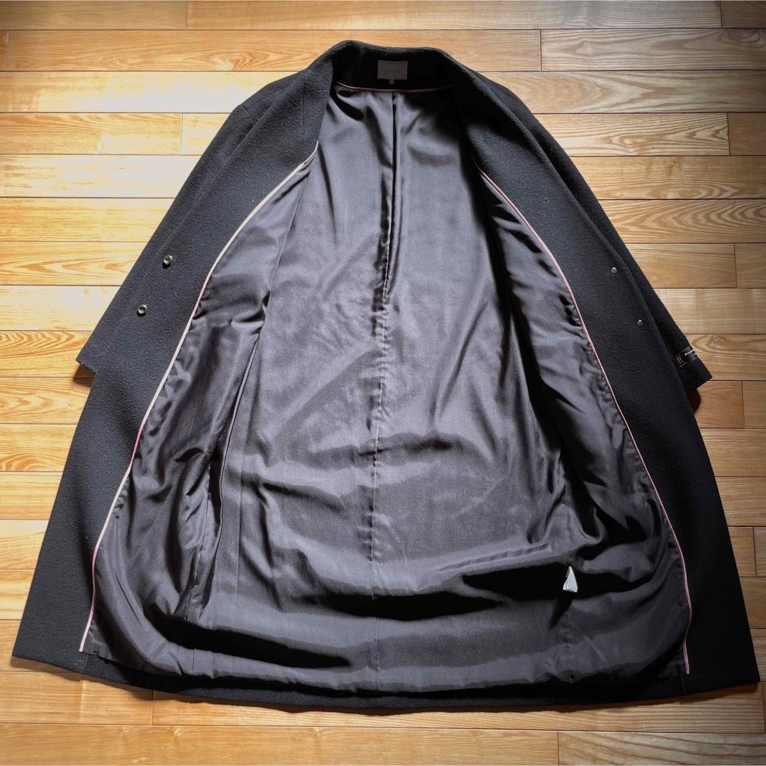Rose Tiara(ローズティアラ)の尾州最高級プレミアムウール✨ローズティアラ　ノーカラーコート　M レディースのジャケット/アウター(ロングコート)の商品写真