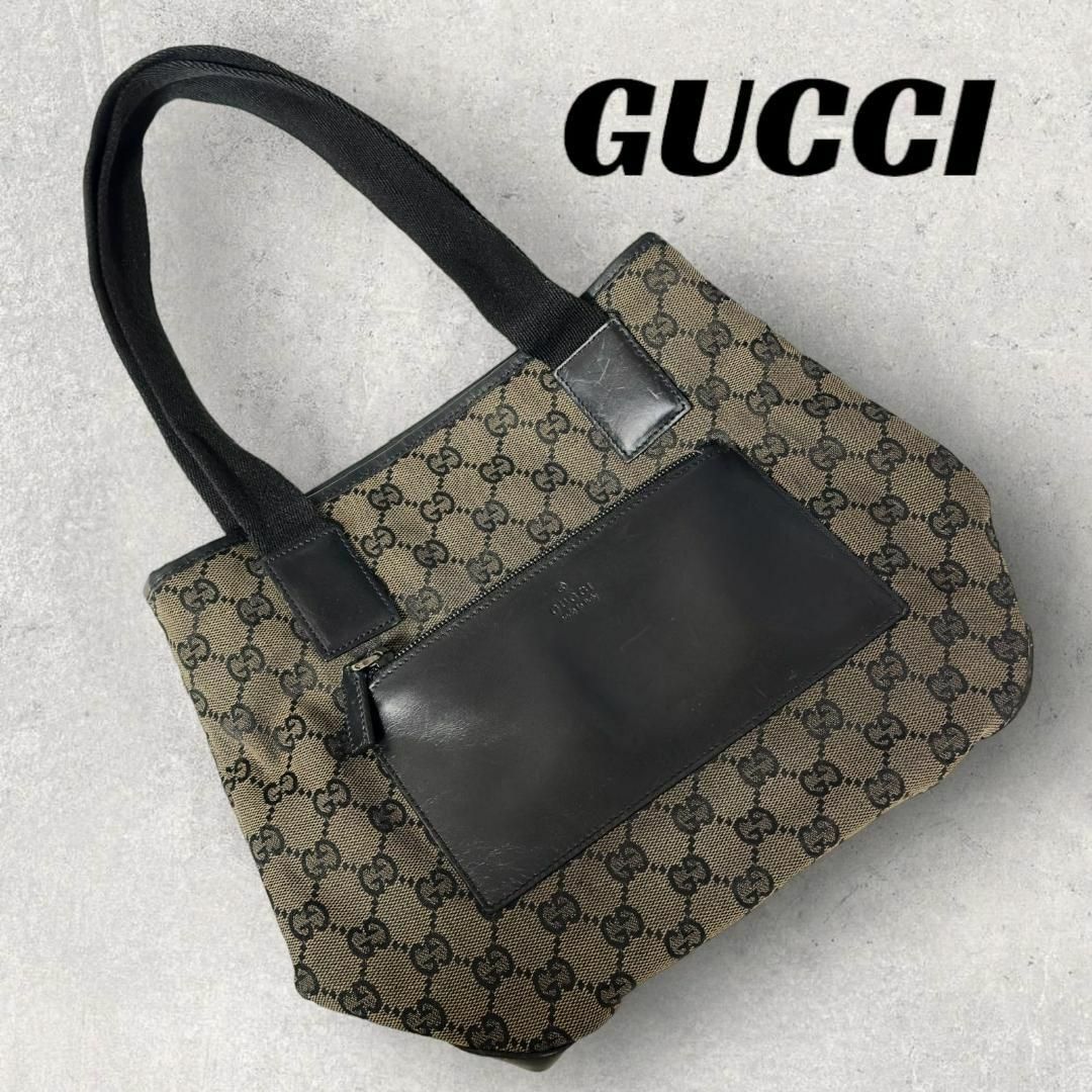 Gucci(グッチ)の【519】良品！GUCCI ハンドバッグ　GGキャンバス　ブラック メンズのバッグ(トートバッグ)の商品写真