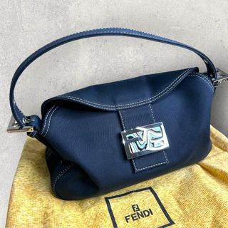 フェンディ(FENDI)の【美品】FENDI ハンドバッグ　マンマ　マーブル　ネイビー　希少品(ショルダーバッグ)