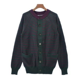 サカイ(sacai)のsacai サカイ カーディガン 1(S位) 緑x紫(ボーダー) 【古着】【中古】(カーディガン)