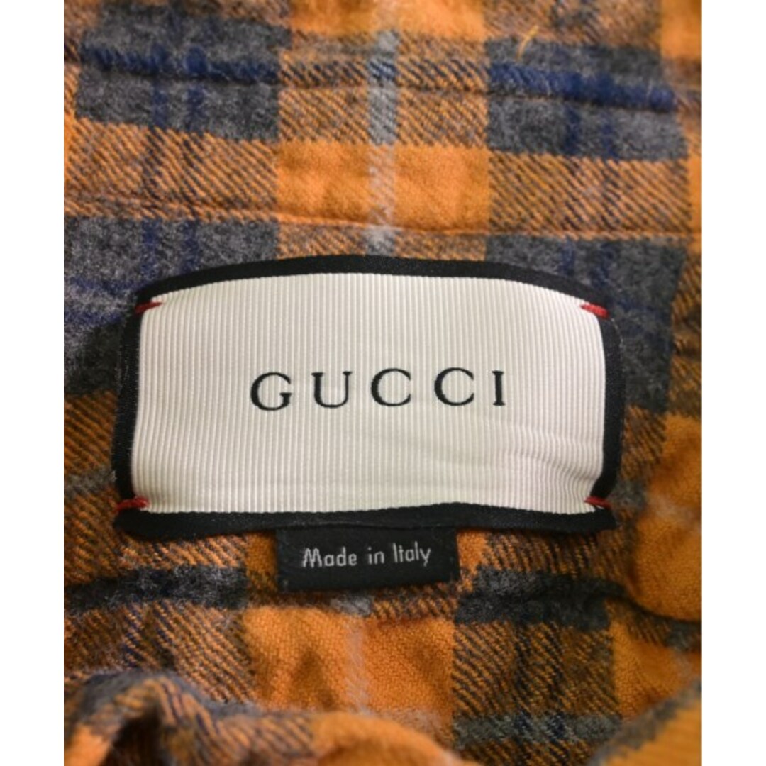 Gucci(グッチ)のGUCCI グッチ カジュアルシャツ 40(M位) オレンジxグレー(チェック) 【古着】【中古】 レディースのトップス(シャツ/ブラウス(長袖/七分))の商品写真