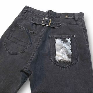 ヴィヴィアンウエストウッド(Vivienne Westwood)のヴィヴィアンウエストウッド黒 シンチバック サルエルパンツ サイズ32(デニム/ジーンズ)