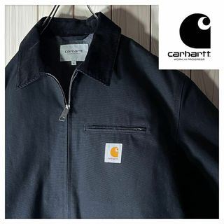 カーハート(carhartt)の【美品 XL】カーハート WIP 刺繍ロゴ デトロイト ジャケット 黒(ブルゾン)