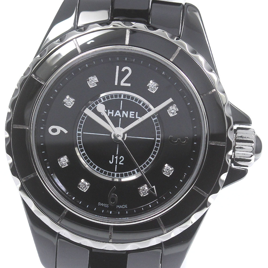 CHANEL(シャネル)のシャネル CHANEL H1625 J12 黒セラミック デイト 8Pダイヤ クォーツ レディース 良品 保証書付き_795394 レディースのファッション小物(腕時計)の商品写真