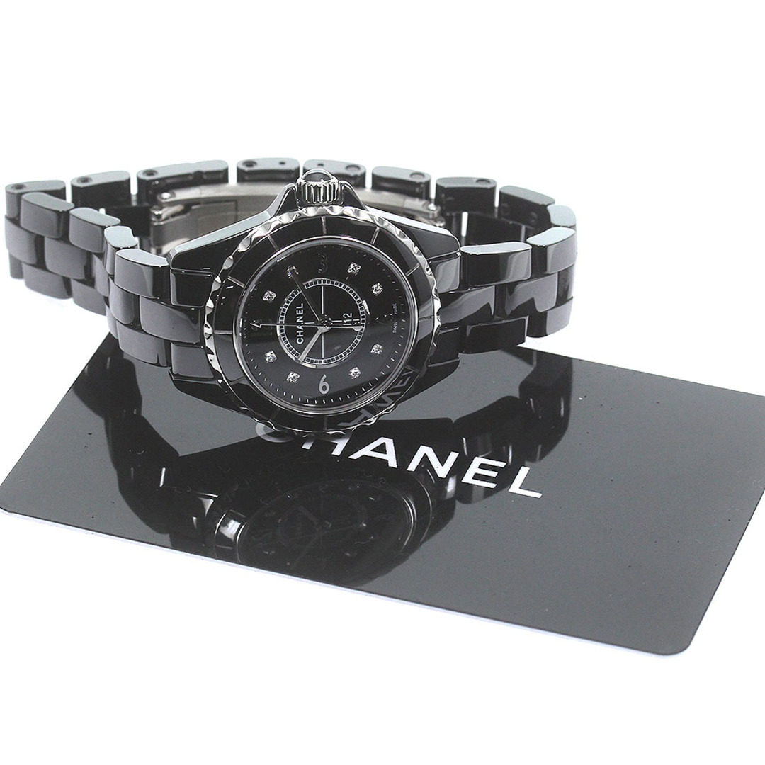 CHANEL(シャネル)のシャネル CHANEL H1625 J12 黒セラミック デイト 8Pダイヤ クォーツ レディース 良品 保証書付き_795394 レディースのファッション小物(腕時計)の商品写真