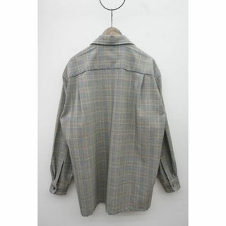 WOOL100%新品22AW INTERIM インテリム オープンカラー シャツ 灰105O