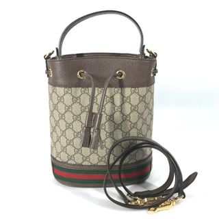 グッチ(Gucci)のグッチ GUCCI オフィディア GG 巾着 タッセル 550621 シェリーライン バケツ型 2WAY ショルダーバッグ 斜め掛け ハンドバッグ GGスプリームキャンバス ベージュ 美品(ハンドバッグ)