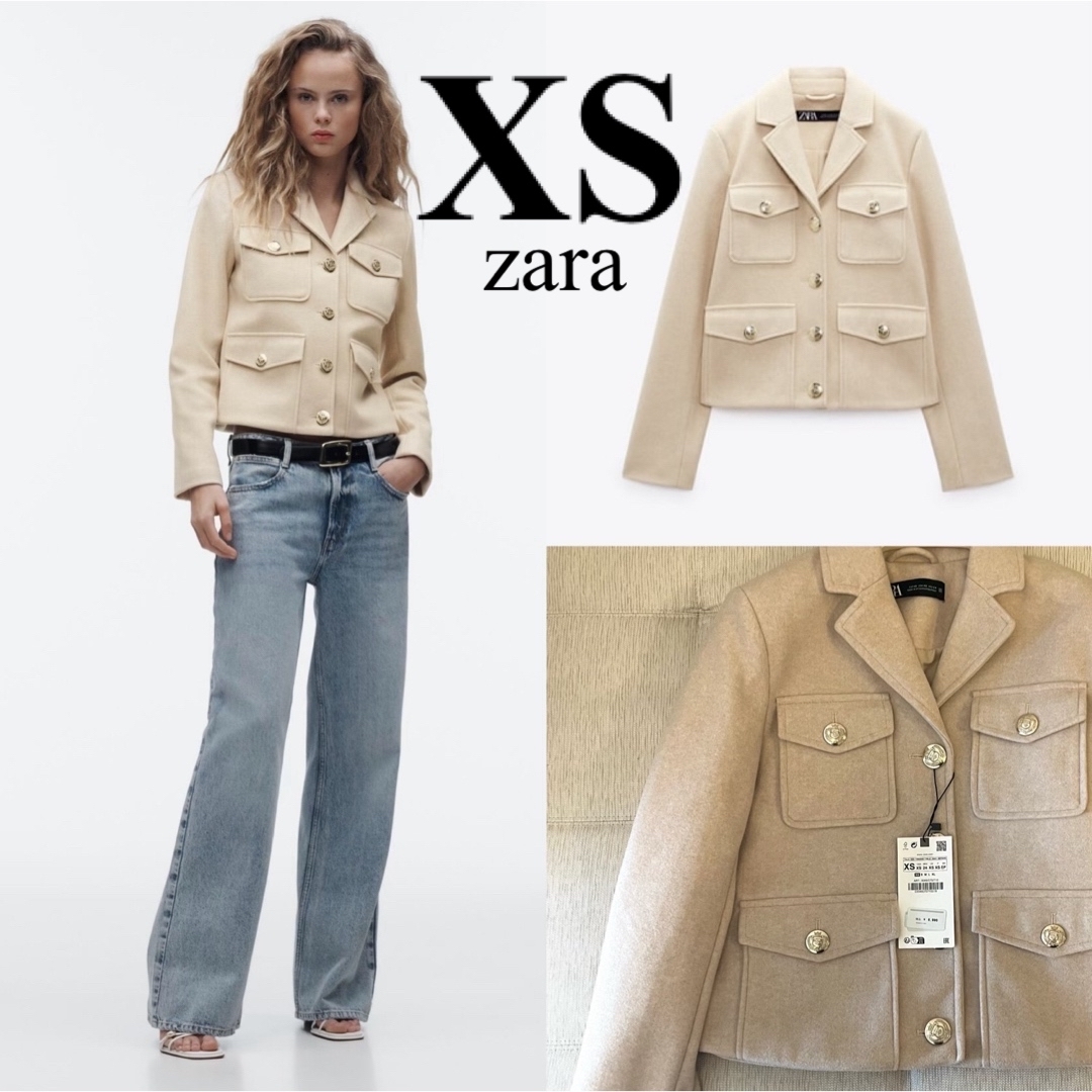 ZARA(ザラ)の今日支払い限定⁉️ Zara ザラ 今期 ジャケット ベージュ ハーフコート レディースのジャケット/アウター(テーラードジャケット)の商品写真