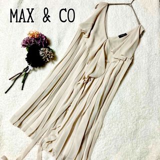 マックスアンドコー(Max & Co.)の美品　Max＆co  フリル　プリーツ　シフォン　ワンピース　ノースリーブ(ひざ丈ワンピース)