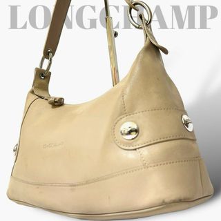 ロンシャン(LONGCHAMP)の良品　ロンシャン　ショルダーバッグ　肩掛け　レザー　ダークブラウン　ロゴ型押し(ショルダーバッグ)