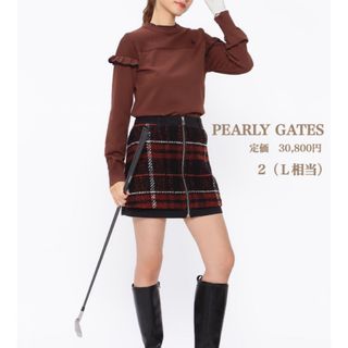 パーリーゲイツ(PEARLY GATES)の新品【PEARLY GATES】パーリーゲイツ　ニットチェックスカート　Ｌ(ウエア)