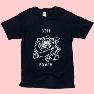 エックスガール(X-girl)のO GIRL POWER バラ ローズ プリントロゴT 半袖 Tシャツ(Tシャツ(半袖/袖なし))