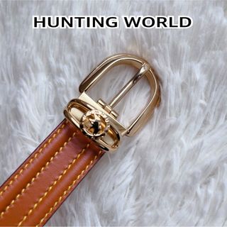 ハンティングワールド(HUNTING WORLD)の美品HUNTING WORLDハンティングワールド ベルト レザー 伊製 メンズ(ベルト)