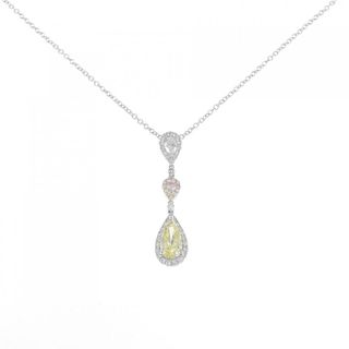 ダイヤモンド ネックレス 1.039CT FIY SI2 ペアシェイプ/ 0.113CT FLP SI1 ファンシーカット(ネックレス)