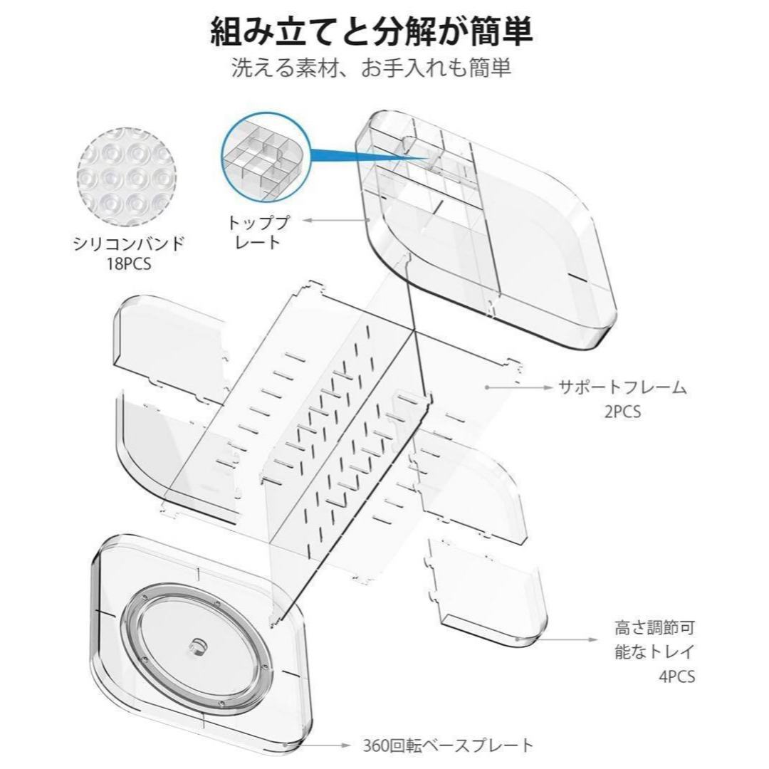 メイクボックス 大容量 コスメ収納 化粧品収納 ディスプレイ 回転 コスメ/美容のメイク道具/ケアグッズ(メイクボックス)の商品写真