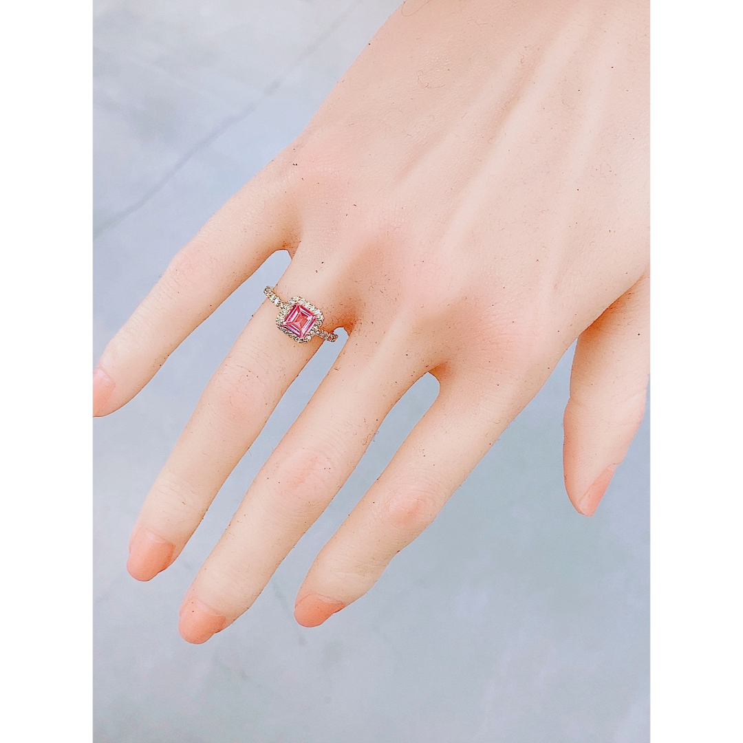 ★1.41ct★✨非加熱パパラチアサファイア0.40ctダイヤモンドリング指輪 レディースのアクセサリー(リング(指輪))の商品写真