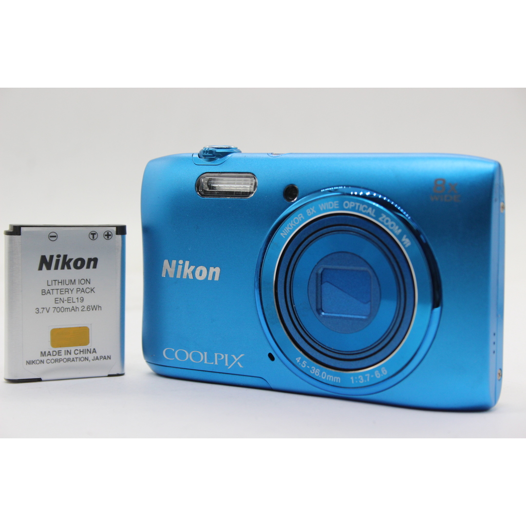 コンディション【返品保証】 ニコン Nikon Coolpix S3600 ブルー 8x Wide バッテリー付き コンパクトデジタルカメラ  s5846