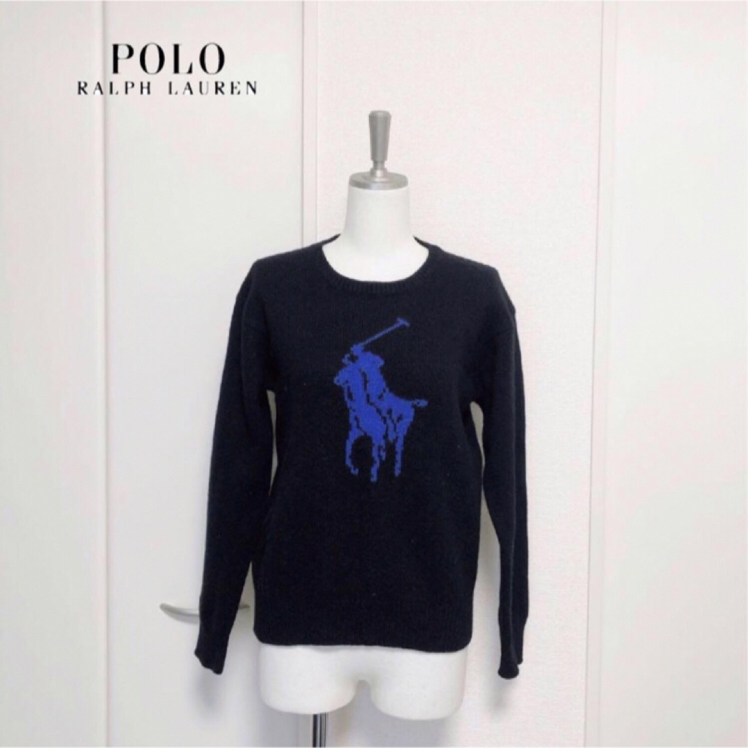 POLO RALPH LAUREN(ポロラルフローレン)のRALPH LAUREN ラルフローレン　ビッグポニー　ウール　ニット　ブラック レディースのトップス(ニット/セーター)の商品写真