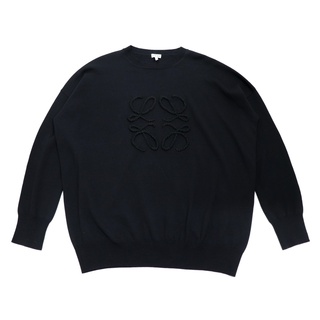 ロエベ(LOEWE)の美品 ロエベ アナグラム ウール セーター メンズ 黒 XS LOEWE(ニット/セーター)