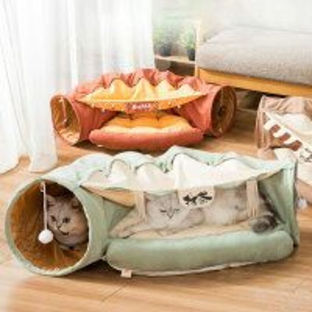 【茶色】 猫ベッド トンネル 猫ハウス キャットトンネル 猫ベッド おもちゃ その他のペット用品(猫)の商品写真