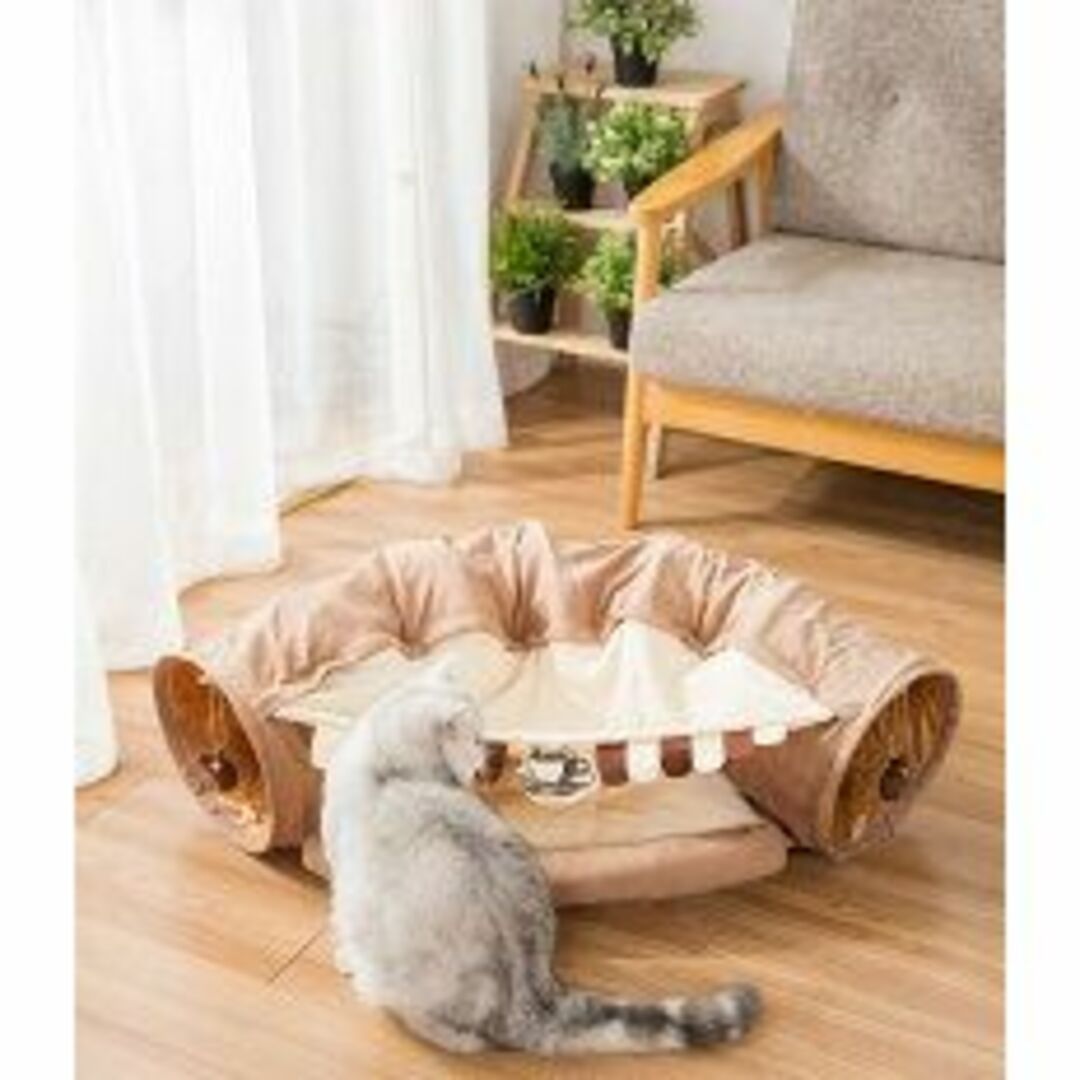 【茶色】 猫ベッド トンネル 猫ハウス キャットトンネル 猫ベッド おもちゃ その他のペット用品(猫)の商品写真