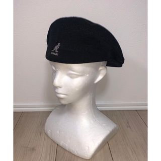 カンゴール(KANGOL)のL 美品 KANGOL ハンチングキャップ カンゴール ベレー帽 黒 ブラック(ハンチング/ベレー帽)