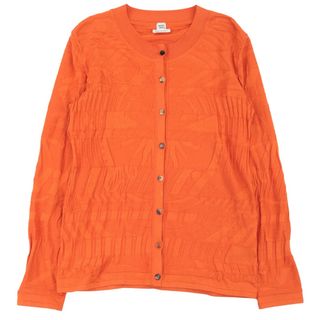 美品 エルメス 19年 占星術 ジャガードニット 半袖Tシャツ レディース オレンジ 36 シルク コットン HERMES約35cm身幅