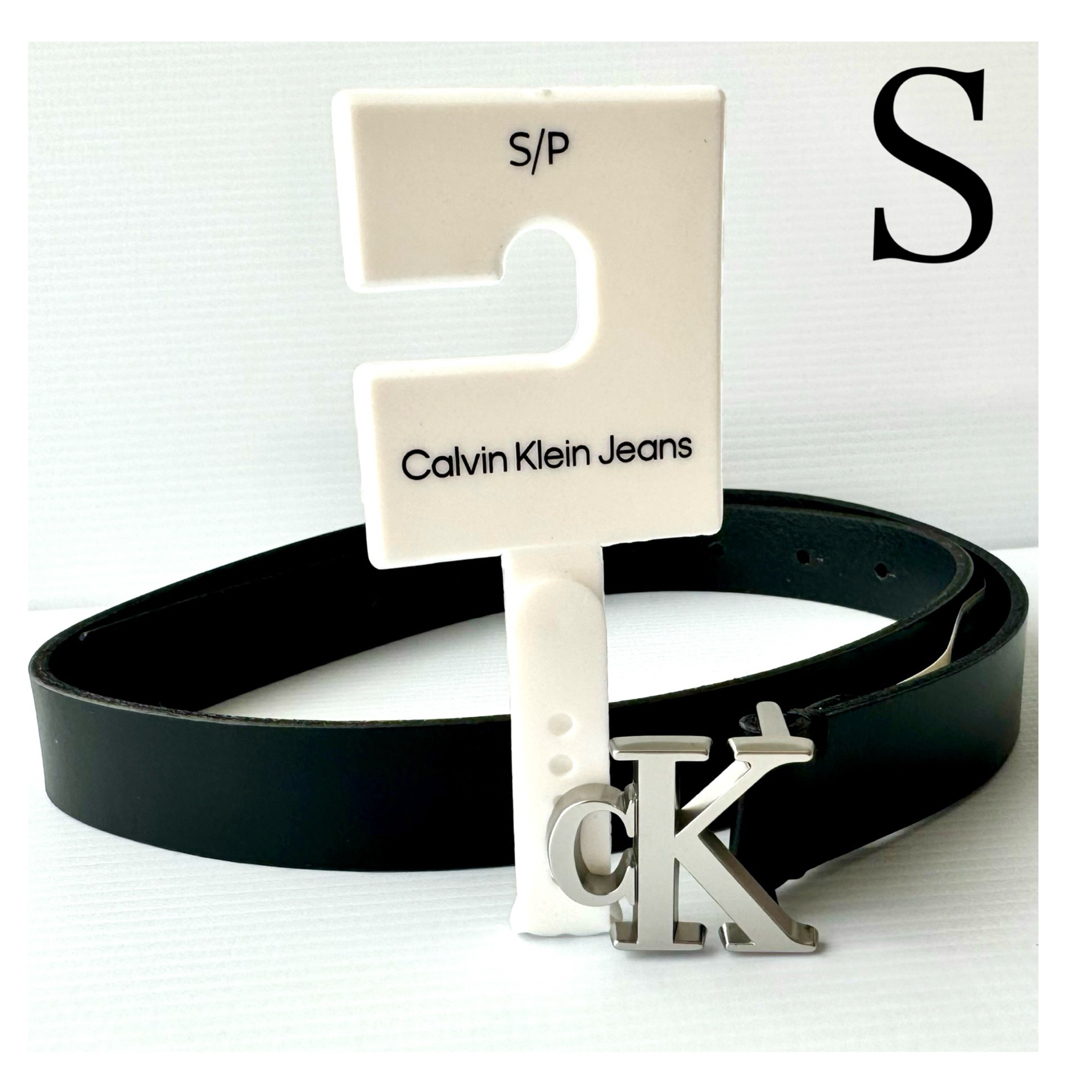 Calvin Klein(カルバンクライン)のカルバンクライン  本革 ロゴ ベルト レディース Sサイズ ブラック 黒 レディースのファッション小物(ベルト)の商品写真