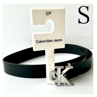 カルバンクライン(Calvin Klein)のカルバンクライン  本革 ロゴ ベルト レディース Sサイズ ブラック 黒(ベルト)