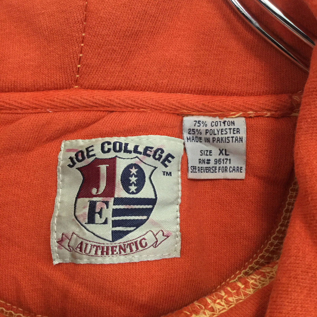 【イリノイ大学 カレッジロゴパーカー】90s ビッグロゴ XL オレンジ 古着 メンズのトップス(パーカー)の商品写真